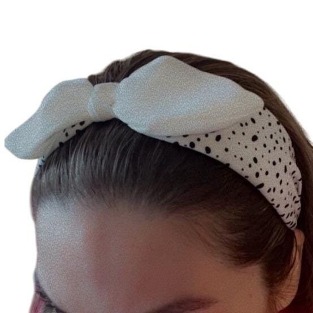 Retro Dot Print Headband Women's Bow Accent Hair Accessory‎